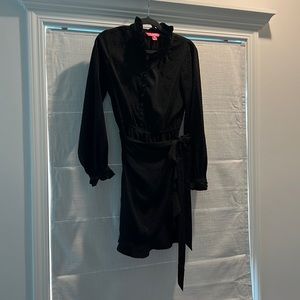 Lilly Pulitzer Black Leopard Silk Wrap Dress Sz 4